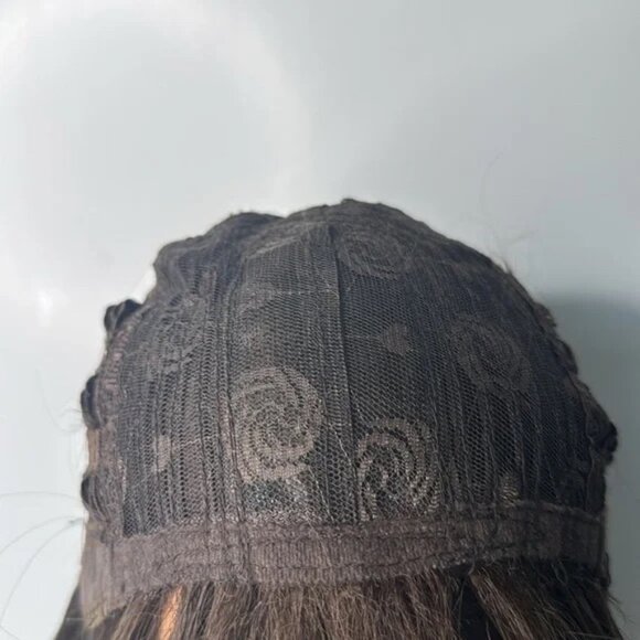 Light Ash Blonde Balayage Brown Roots long Hair Wig with Bangs - Daily use - Picture 9 of 9